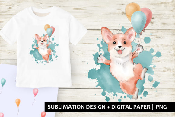 Corgi Dog with Balloons. Design Review