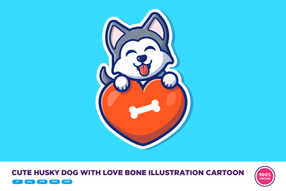 Cute Husky Dog with Love Bone Cartoon: An Embroidery Designer’s Review