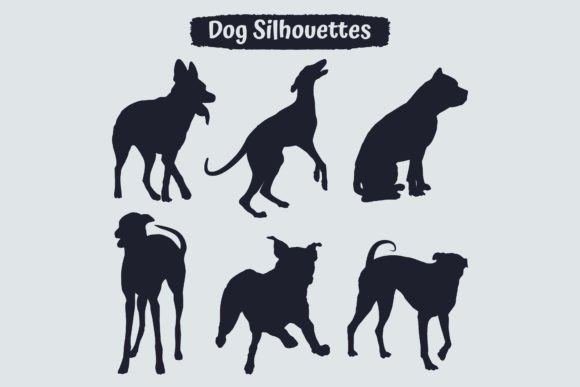 Dog Silhouettes in Different Positions
